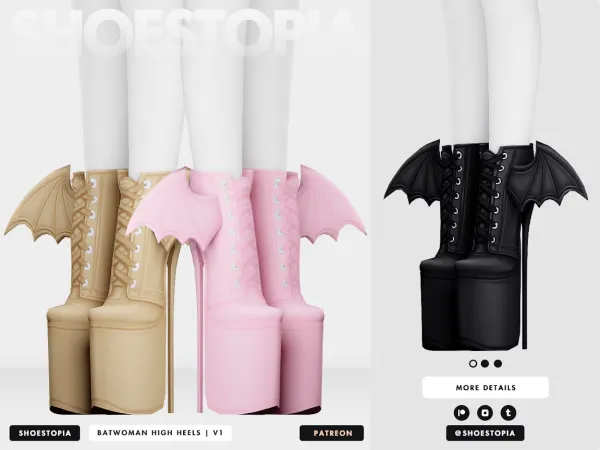 Alpha Shoestopia. Batwoman Platform Boots by shoestopia - The Sims 4 custom content