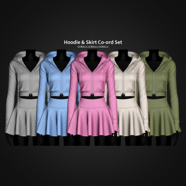 Alpha Hoodie Skirt Co ord Set by simsfinds - The Sims 4 Custom Content