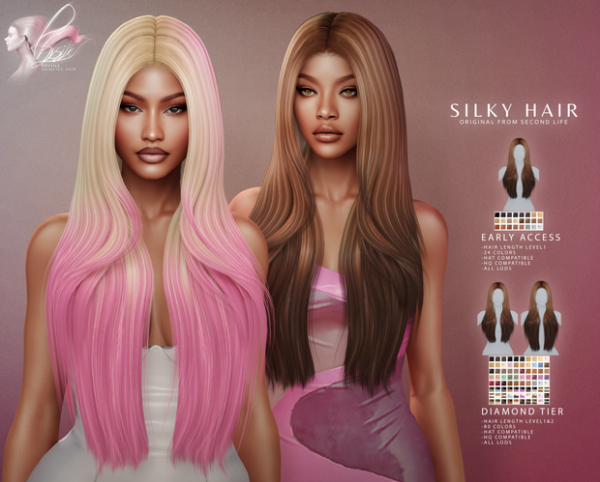 Alpha SILKY HAIR by simsfinds - The Sims 4 Custom Content