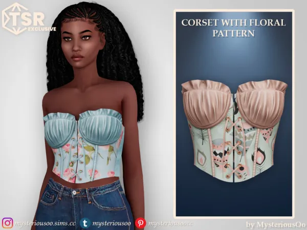 Mix Corset with floral pattern by MysteriousOo - The Sims 4 Custom Content