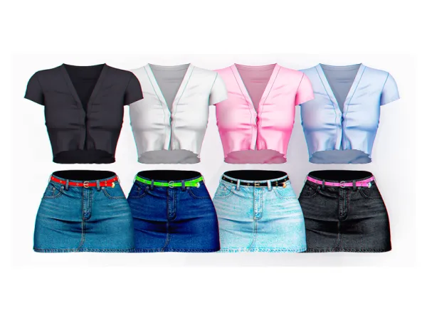 Meow Top Denim Skirt by plbsims3 - The Sims 3 Custom Content