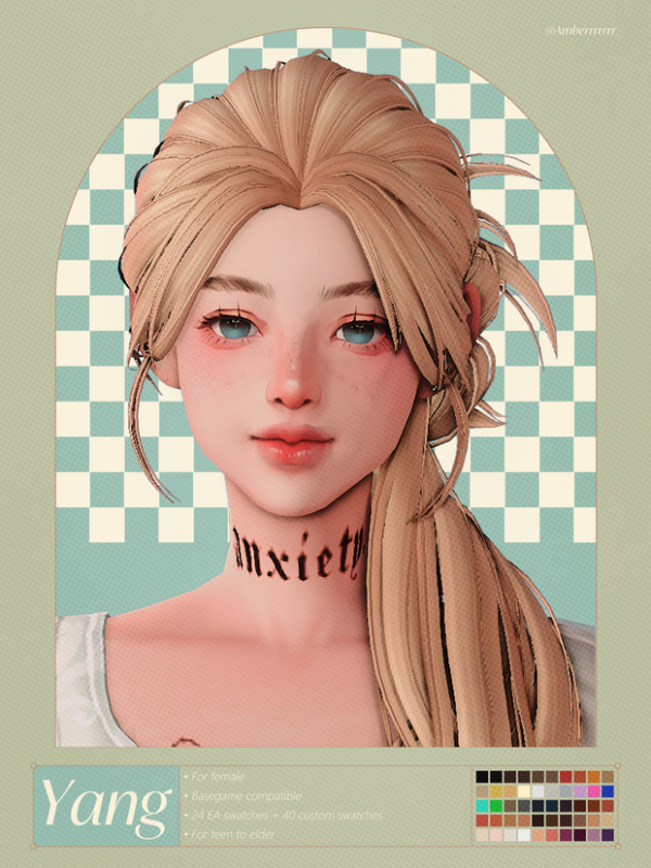 Maxis Match Yang hair by simsfinds - The Sims 4 Custom Content