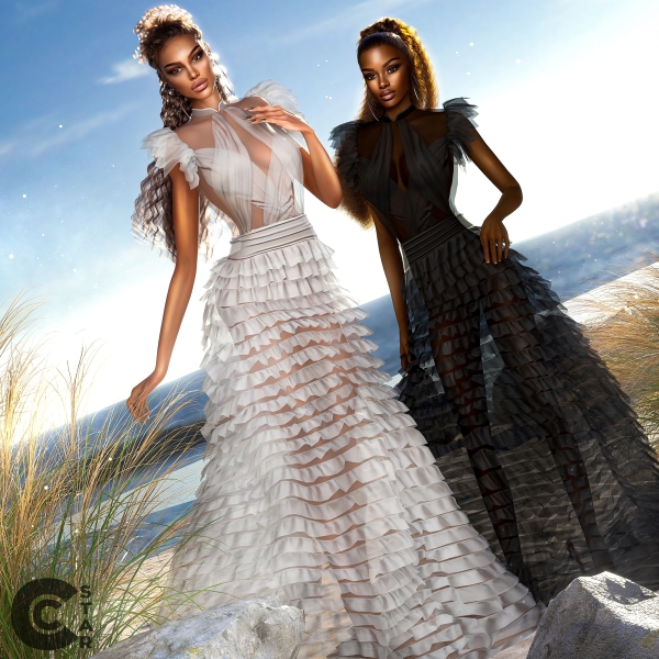 Alpha Halter Tiered Skirts Ruffle Bridal Gown by cool_content_star - The Sims 4 Custom Content