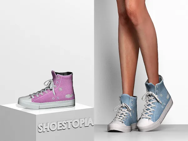 Alpha Shoestopia Denim Sneakers by shoestopia - The Sims 4 Custom Content