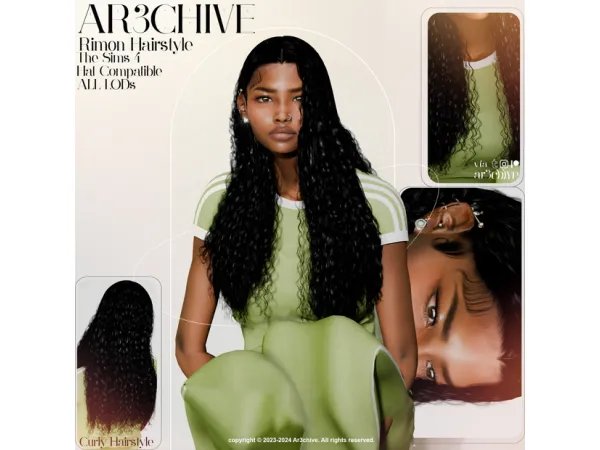 Alpha Rimon Hair by ar3chive - The Sims 4 Custom Content