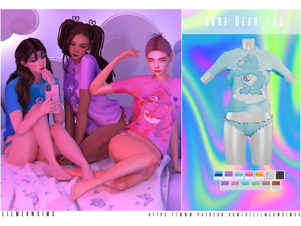 Mix CareBear Pjs by liilmeowsims - The Sims 4 Custom Content