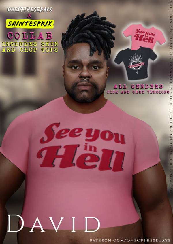 Alpha Saintesprix OneOfTheseDays x Saintesprix David SKIN ( tray files) crop tops by oneofthesedays - The Sims 4 Custom Content