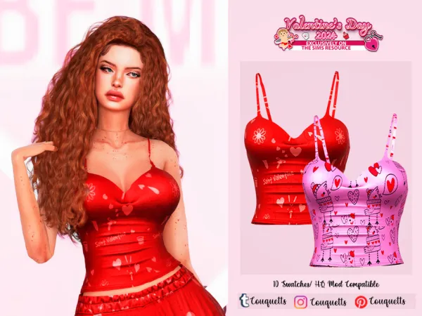 Alpha Valentines Day Pajamas Set N1 Top by thesimsresource - The Sims 4 Custom Content