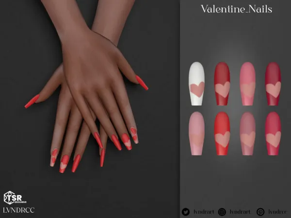 Alpha Valentine Nails by lvndrcc - The Sims 4 Custom Content