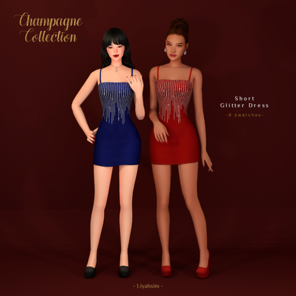 Maxis Match Champagne Collection Short Glitter Dress by liyahsim - The Sims 4 Custom Content