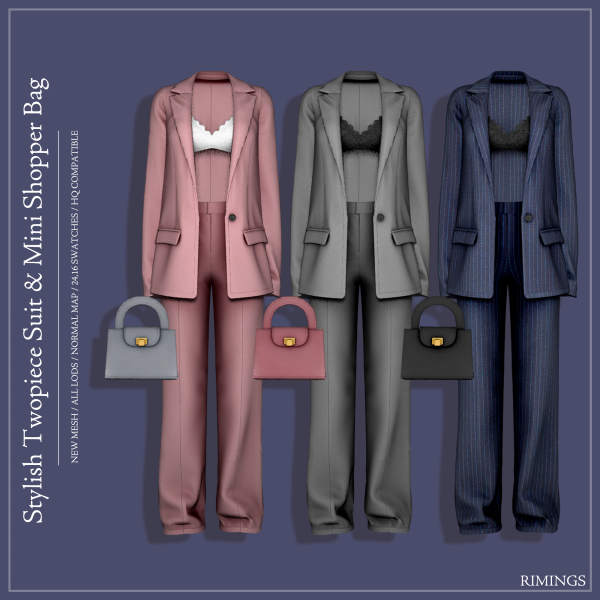 Alpha [RIMINGS] Stylish Twopiece Suit Mini Shopper Bag by simsfinds - The Sims 4 Custom Content