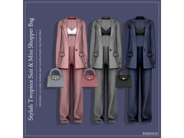 [RIMINGS] Stylish Twopiece Suit & Mini Shopper Bag