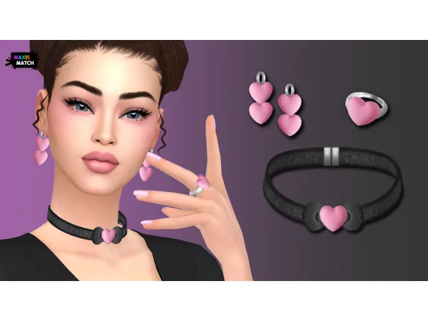 Maxis Match CUTE HEART JEWELRY SET by NataliS - The Sims 4 Custom Content