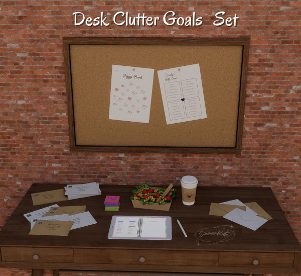 Mix Desk Clutter Goals Set by simmerkatex - The Sims 4 Custom Content
