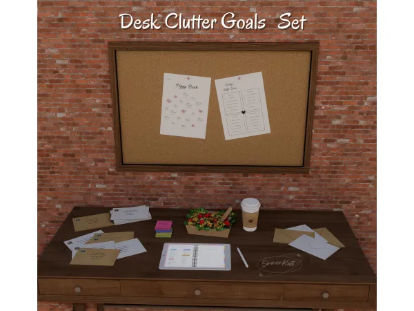 Mix Desk Clutter Goals Set - The Sims 4 Custom Content