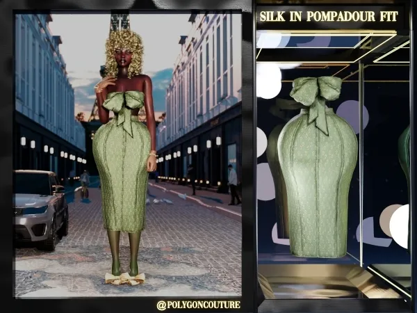 Alpha Silk in pompadour outfit by polygoncouture - The Sims 4 Custom Content