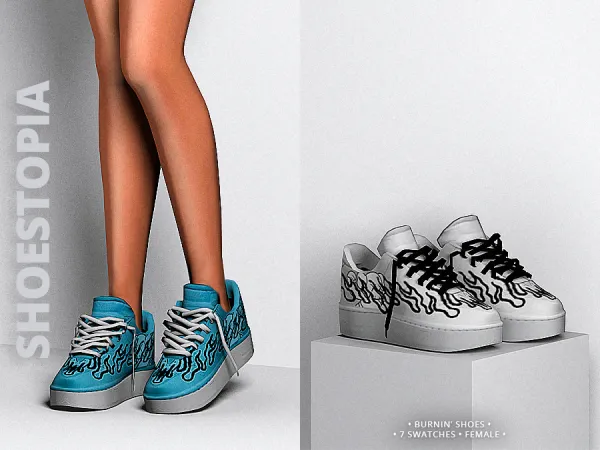 Alpha Shoestopia Burnin' Sneakers by shoestopia - The Sims 4 Custom Content