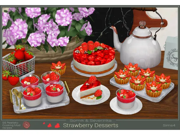 Alpha Desserts with strawberries severinka by simsfinds - The Sims 4 Custom Content