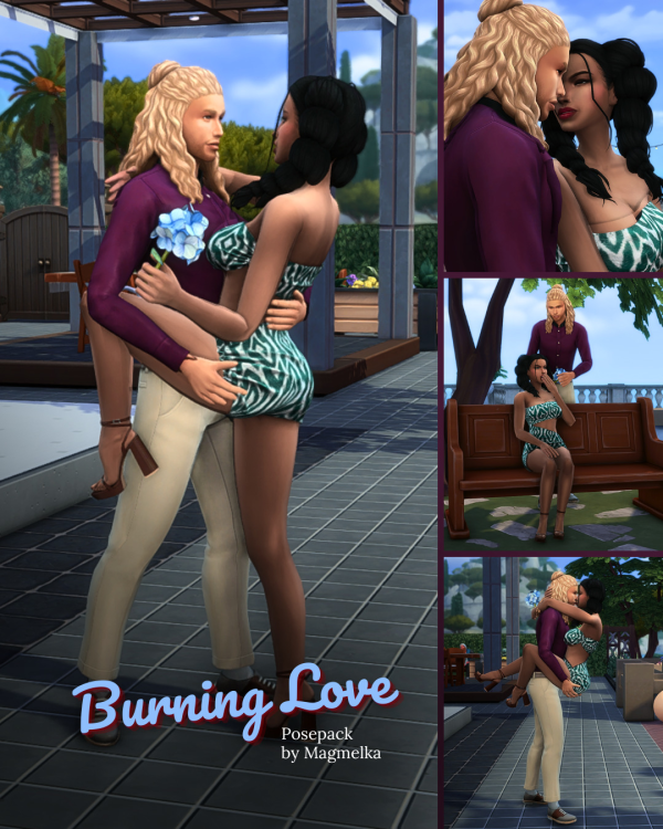 Mix Pose Pack Burning Love by simsfinds - The Sims 4 Custom Content