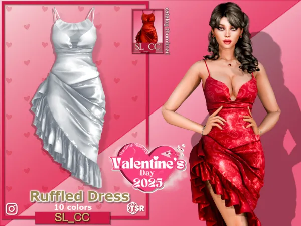 Alpha Valentine'sDay_2025_Ruffled_Dress by thesimsresource - The Sims 4 Custom Content