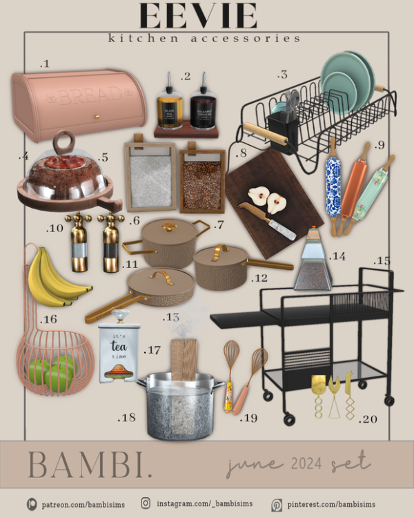 Alpha Eevie Kitchen Accessories by bambisims - The Sims 4 Custom Content