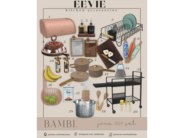 Alpha Eevie Kitchen Accessories by bambisims - The Sims 4 Custom Content
