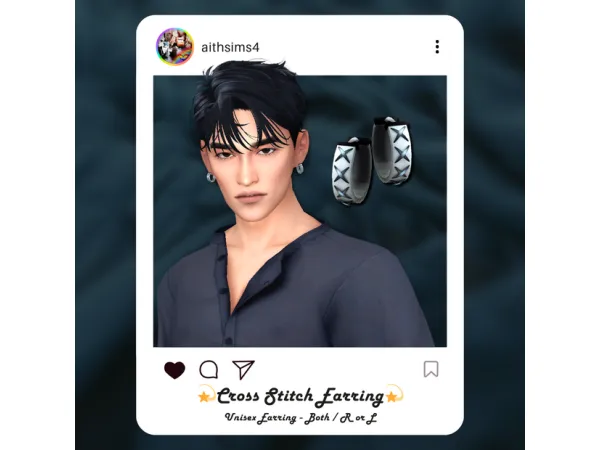 Maxis Match Cross Stitch Earring by aithsims - The Sims 4 Custom Content