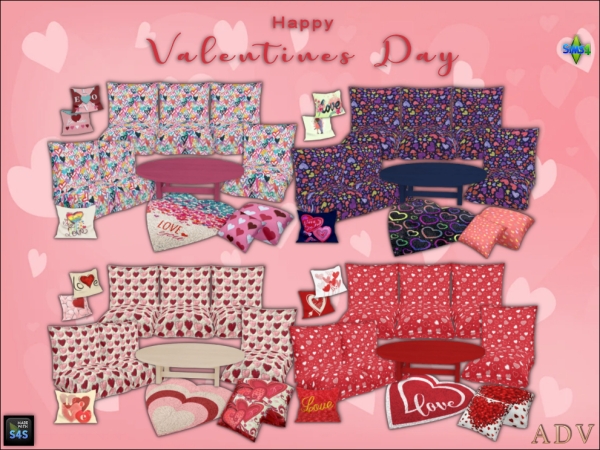 Mix Valentines Day seatings and accessories by artedellavita_mabra - The Sims 4 Custom Content