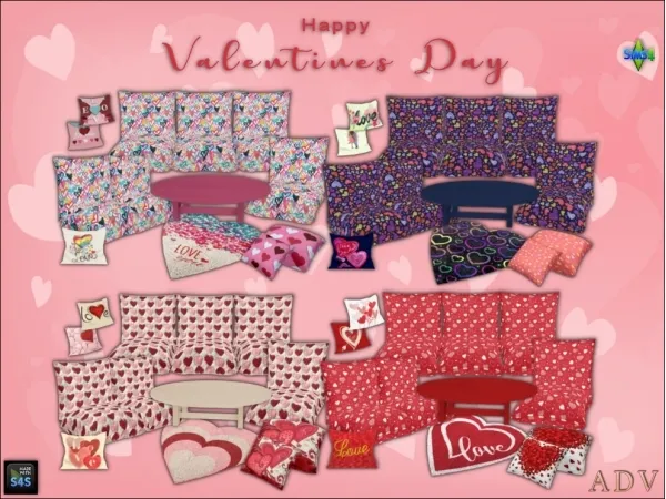 Mix Valentines Day seatings and accessories - The Sims 4 Custom Content