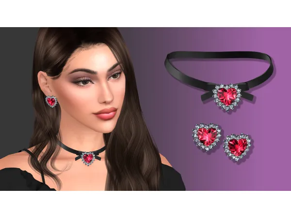 Alpha CRYSTAL HEART JEWELRY SET by modcollective - The Sims 4 Custom Content
