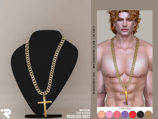 Alpha AM NECKLACE N001 by redheadsims - The Sims 4 custom content