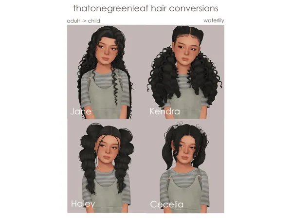 Maxis Match thatonegreenleaf hair conversions by waterlily0210 - The Sims 4 Custom Content