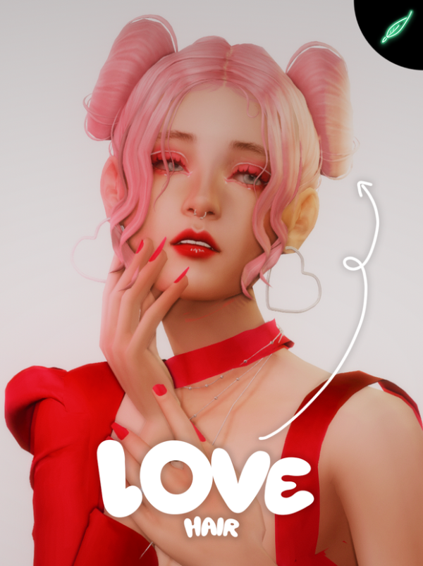 Maxis Match love hair (heart space buns) by simsfinds - The Sims 4 Custom Content