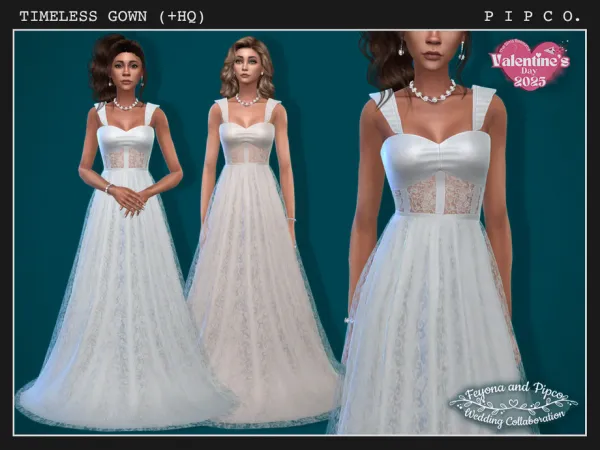 Mix Timeless Gown Feyona and Pipco Wedding Collaboration by Pipco - The Sims 4 Custom Content