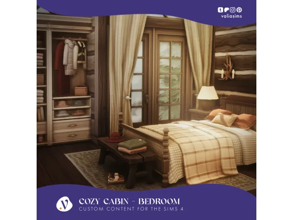 Maxis Match Cozy Cabin Collection Bedroom by valiasims - The Sims 4 Custom Content