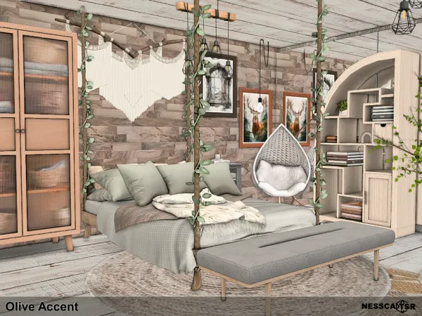 Mix Olive Accent by nesscasims - The Sims 4 Custom Content