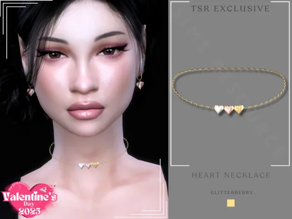 Alpha Heart Necklace by Glitterberryfly - The Sims 4 Custom Content