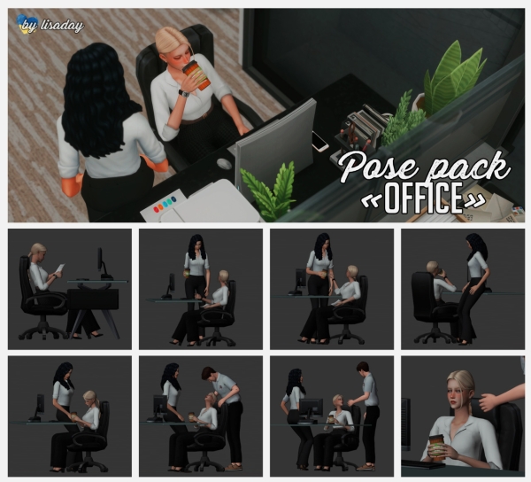 Maxis Match OFFICE POSE PACK by candycola - The Sims 4 Custom Content