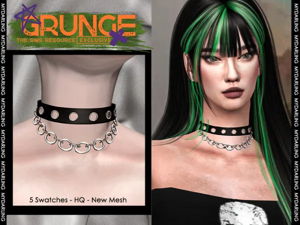 Alpha grunge choker female version NA2045 V2 by Mydarling20 - The Sims 4 Custom Content