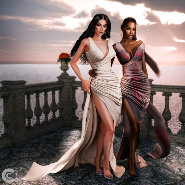 Alpha Thigh High Slit Floor Length Gown by cool_content_star - The Sims 4 Custom Content