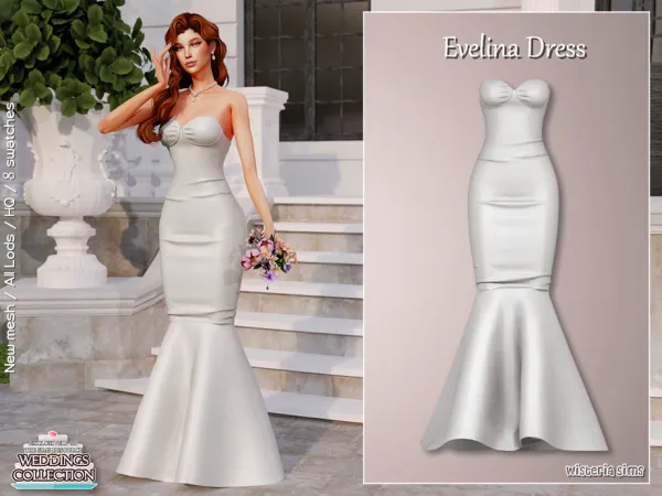 Alpha Evelina Dress by WisteriaSims - The Sims 4 Custom Content