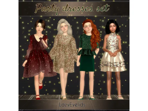 Alpha Party dresses set by Lazy Eyelids - The Sims 4 Custom Content