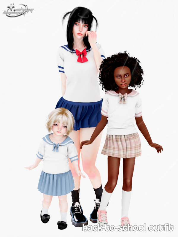 Alpha BACK TO SCHOOL OUTFIT ADULT KIDS AND TODDLER by ohmybunnny2 - The Sims 4 Custom Content
