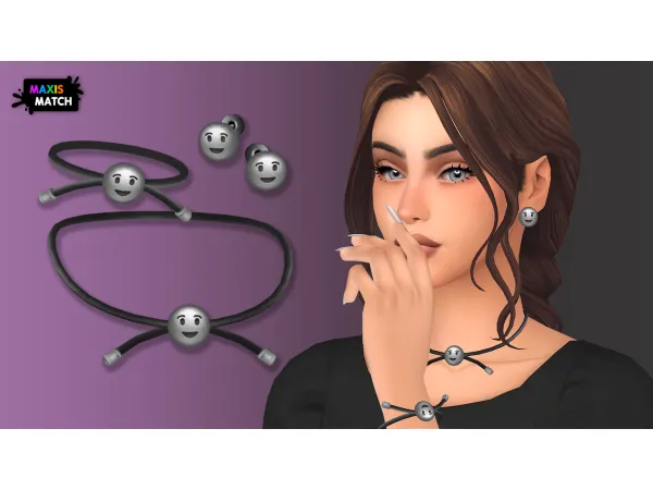 Maxis Match SMILE EMOJI JEWELRY SET by NataliS - The Sims 4 Custom Content