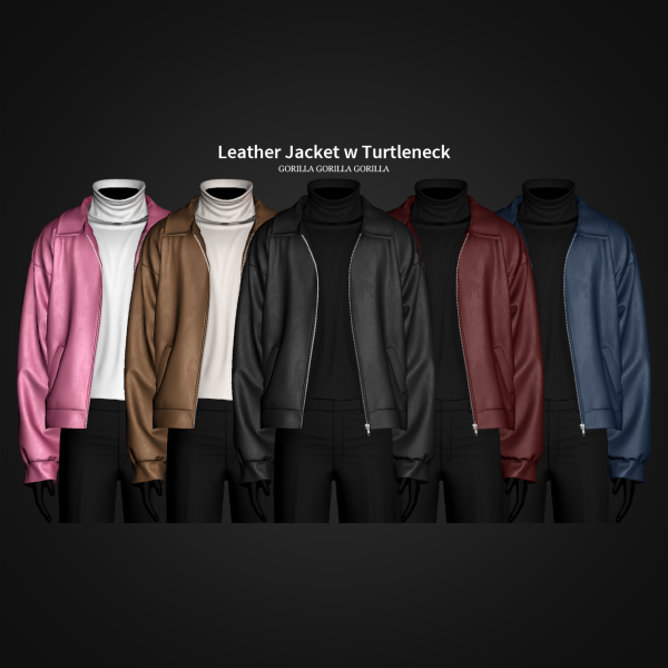 Alpha Leather Jacket w Turtleneck by simsfinds - The Sims 4 Custom Content