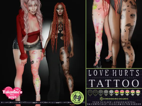 Mix Love Hurts Tattoo - The Sims 4 Custom Content