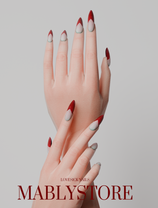 Alpha LOVESICK NAILS by simsfinds - The Sims 4 Custom Content