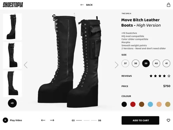 Alpha Shoestopia Move Bitch Leather Boots by shoestopia - The Sims 4 Custom Content