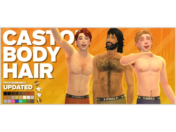 Maxis Match Castor Body Hair Updated ( More Swatches) by frozzenmango - The Sims 4 Custom Content