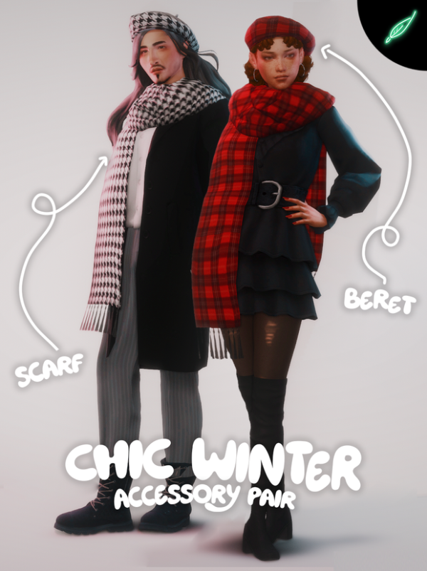Maxis Match 43173011324431chic winter scarf beret43173011324431by thatonegreenleaf by simsfinds - The Sims 4 Custom Content